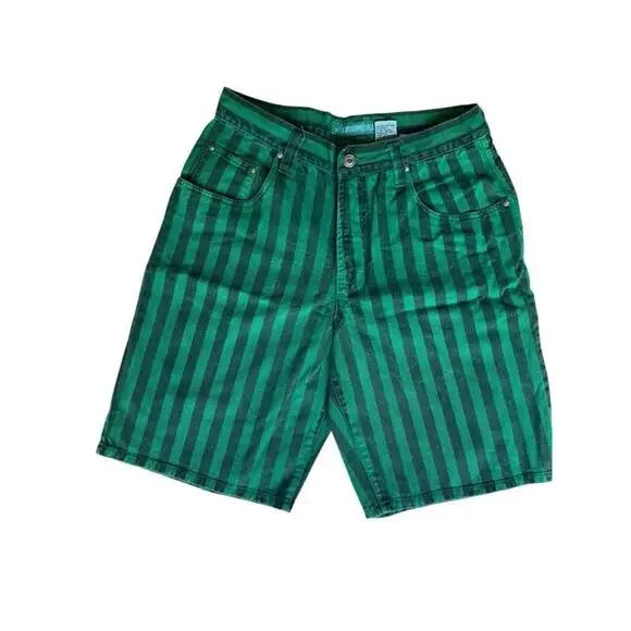 UNIONBAY Extra Comfort Women's 90s Preppy Bermuda Green Short Striped Size 32 - Picture 1 of 15